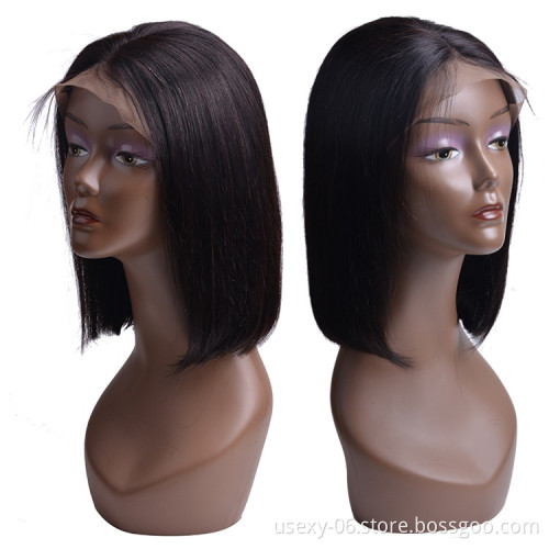 Wholesale Cheap Brazilian Short Straight Human Hair Closure Lace Front Bob Wigs For Black Women